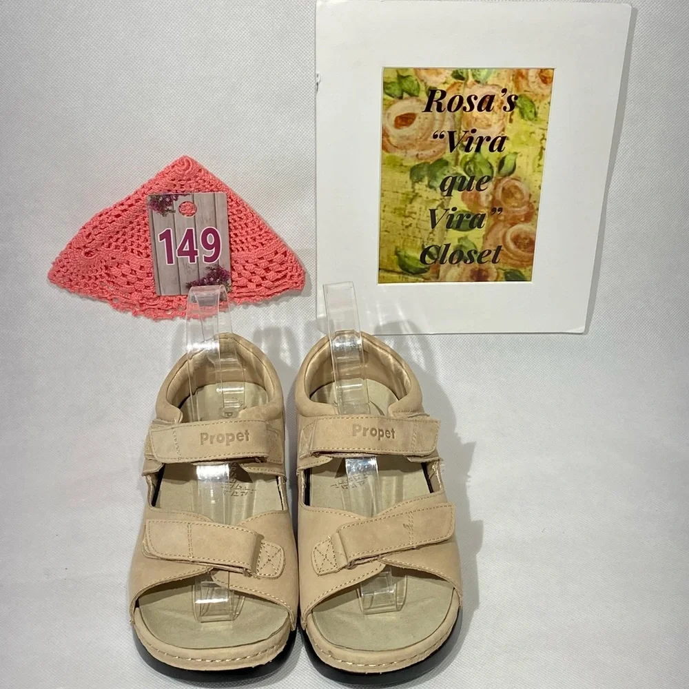 Propet Pedic Walker Sandals Dusty Tan Nubuck NW/OT Adjustable Straps - Picture 14 of 15
